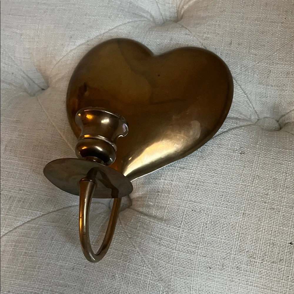 Vintage 1986 Brass Boho Chic Cottage-core Raised Heart Wall Candle Sconce